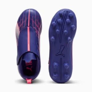 Puma Girls Sz 10 Cleats: Ultra 5 Play V in Blue (Lapis) & Pink w Velcro Close